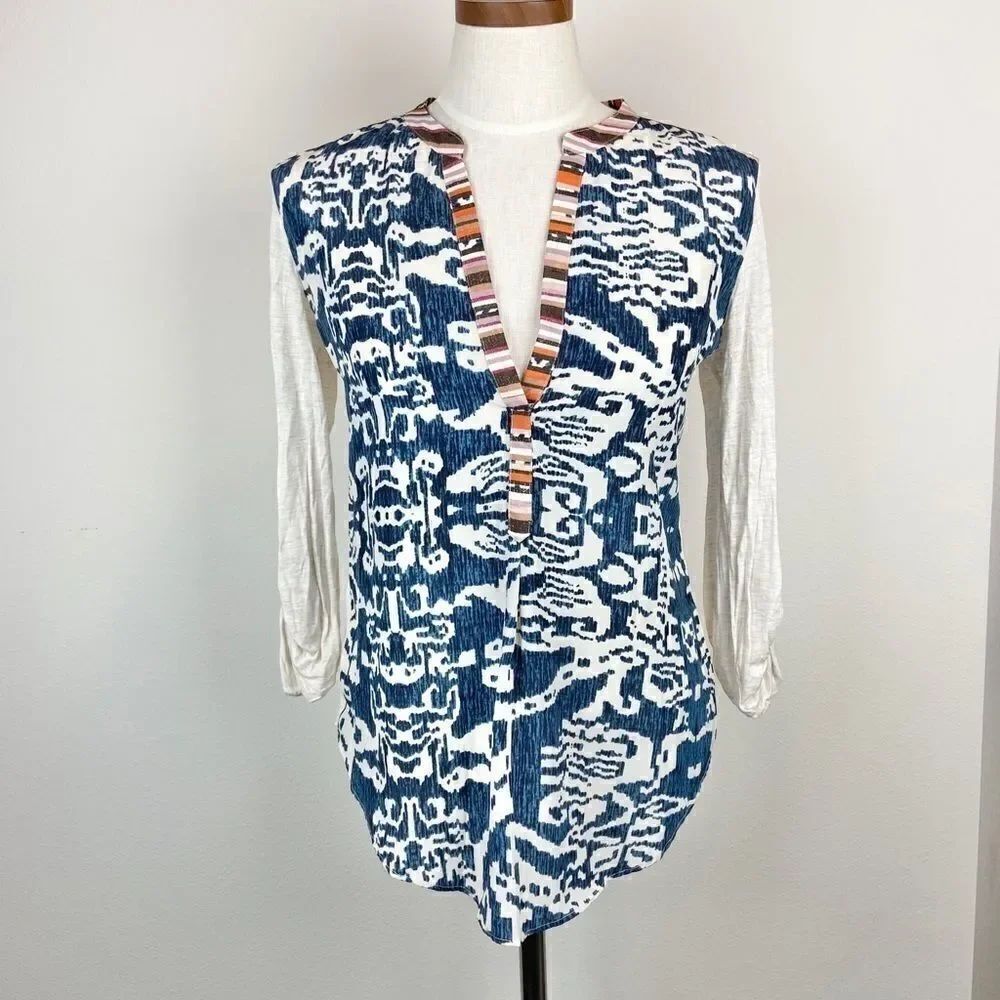 Anthropologie Tiny Aztec Print Blouse